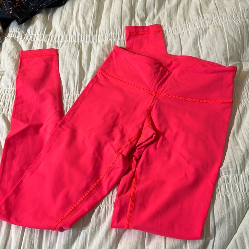 Neon Pink LuluLemon Low-Rise Leggings